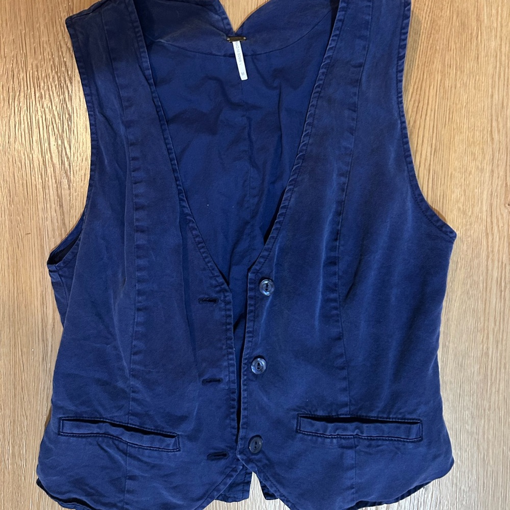 Navy Blue Button-Up Vest